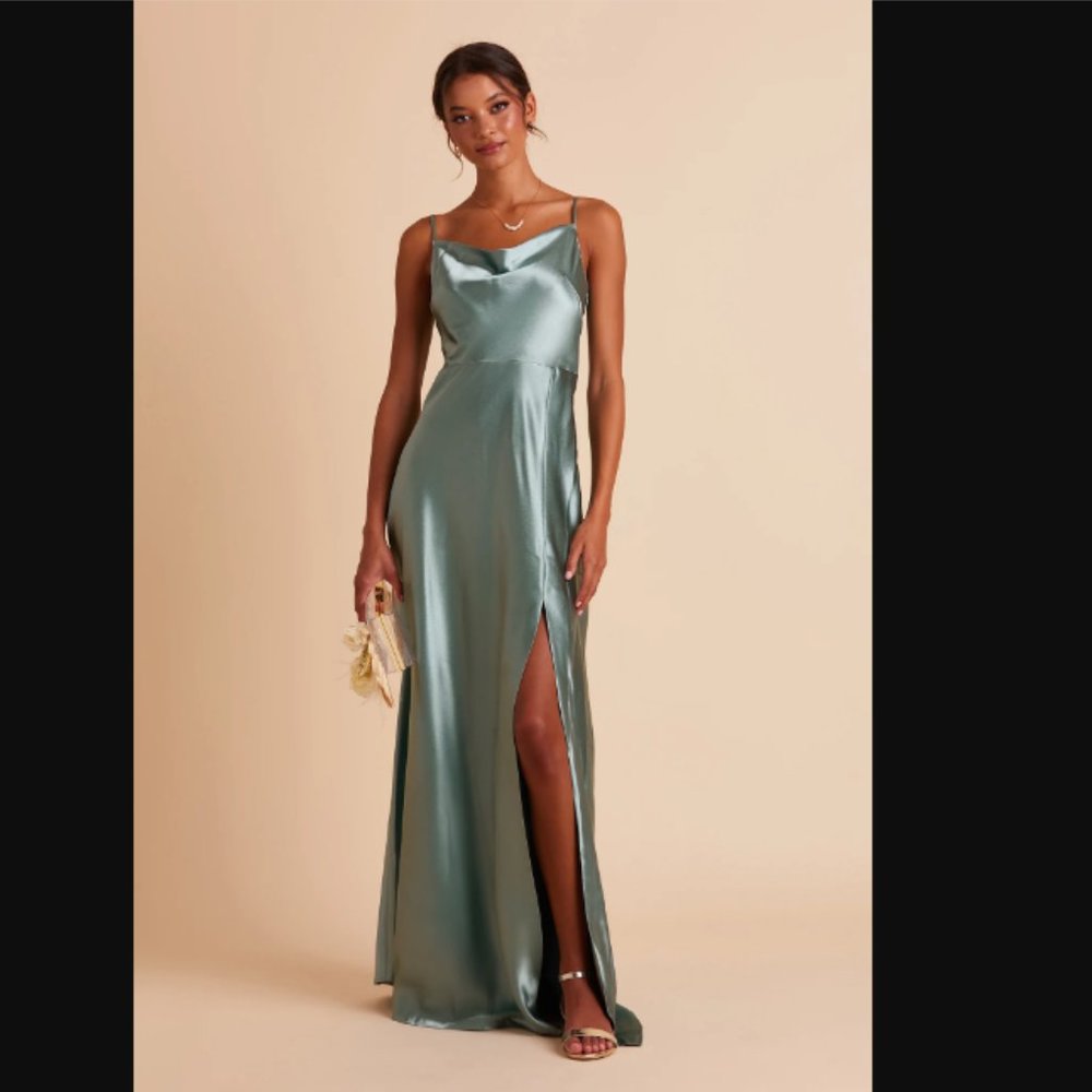 Birdy Grey Lisa Satin Dress in "Sea Glass"